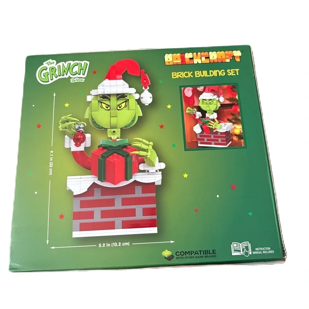 Dr. Seuss The Grinch Brick Building Set NEW Brickcraft Chimney Santa 504 Pieces